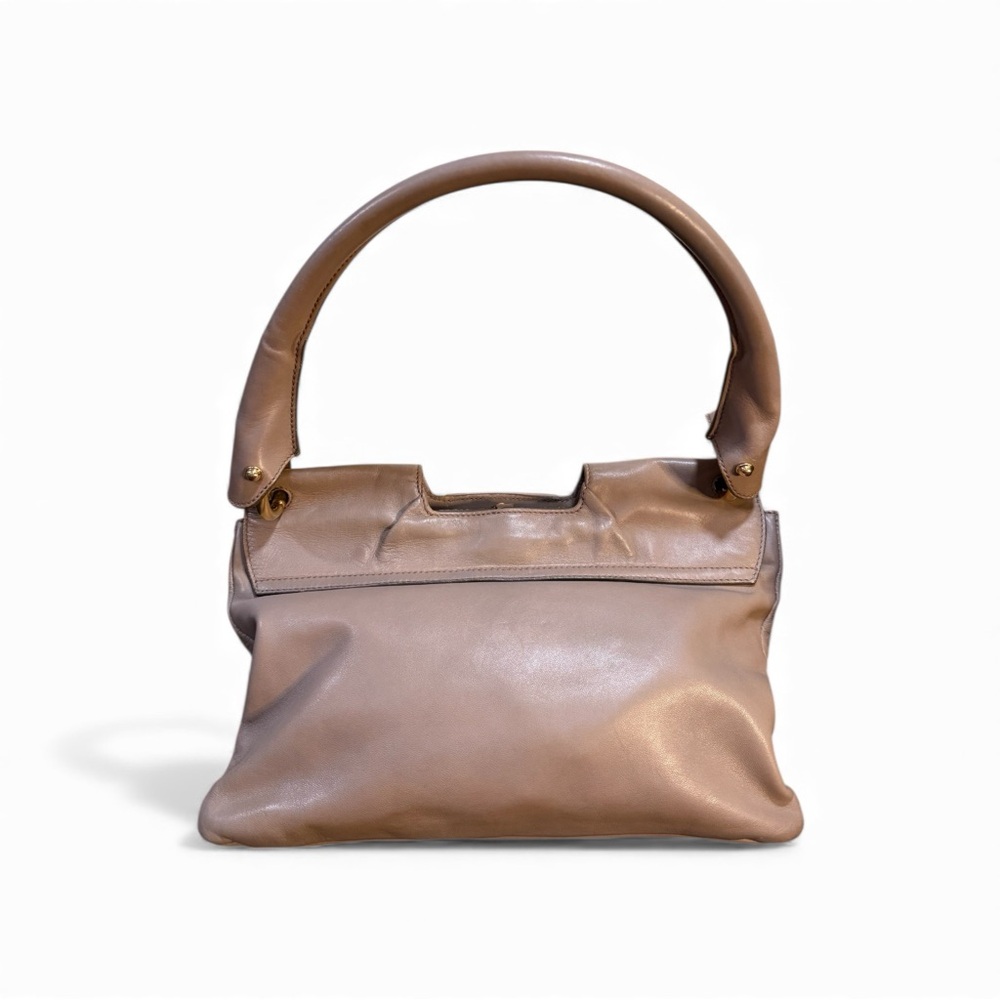 ❌sold❌Salvatore Ferragamo (2000s) Braid Leather Gancio Shoulder Bag – Taupe - Picture 4 of 14